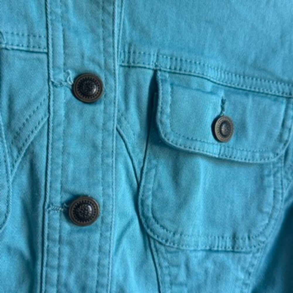 Live A Little Turquoise Denim Jacket – Women’s Small - Picture 2 of 4